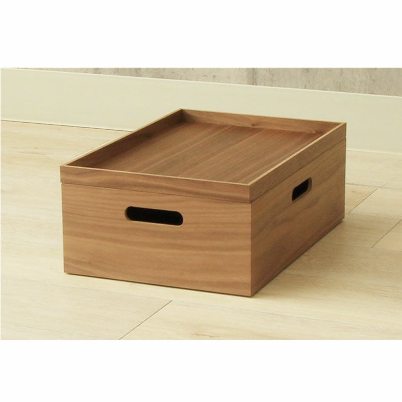 収納ボックス | 幅38cm　フタ付き 木製 収納ボックス スタッキングボックス 浅型