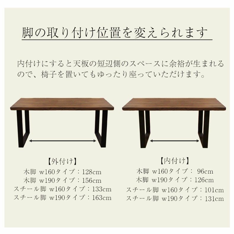 ダイニングテーブル | 幅190cm ダイニングテーブル（スチール脚） オーク ナイン2