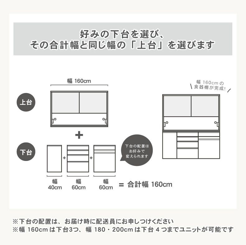 組み合わせ食器棚 | 幅60cm 上台 食器棚 カカロ