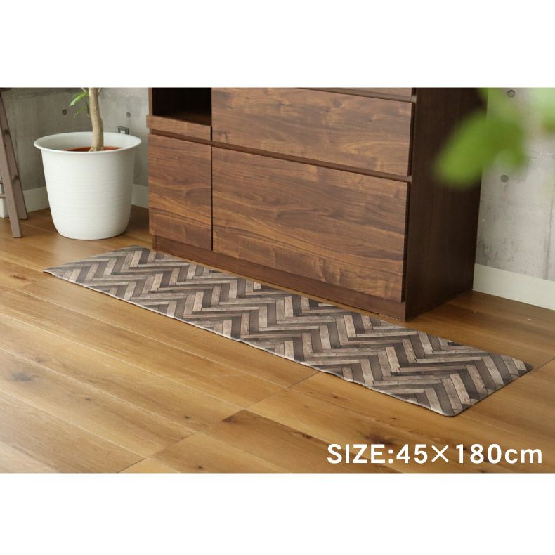 キッチンファブリック | 45x240cm PVCキッチンマット ヘリンボン