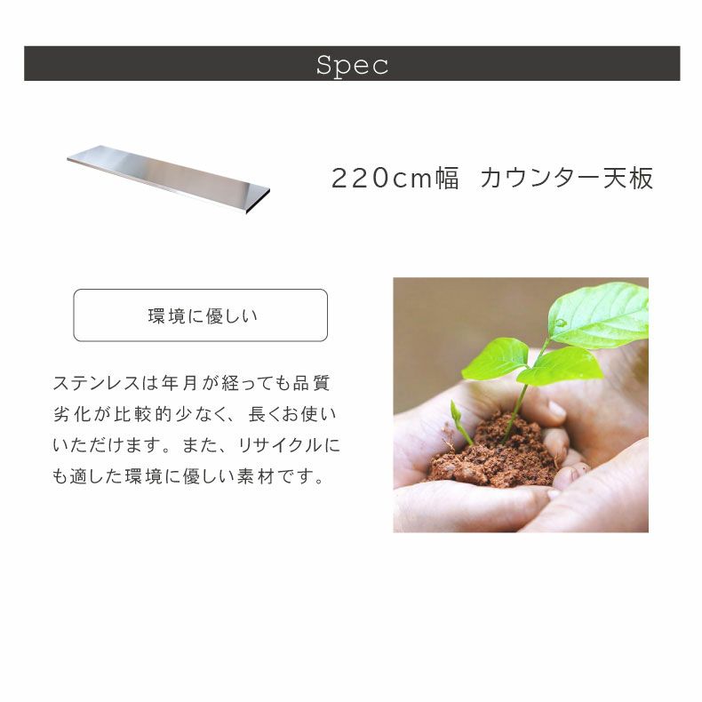 組み合わせ食器棚 | 幅220cm カウンター用天板 フォーガス ネオ セラス