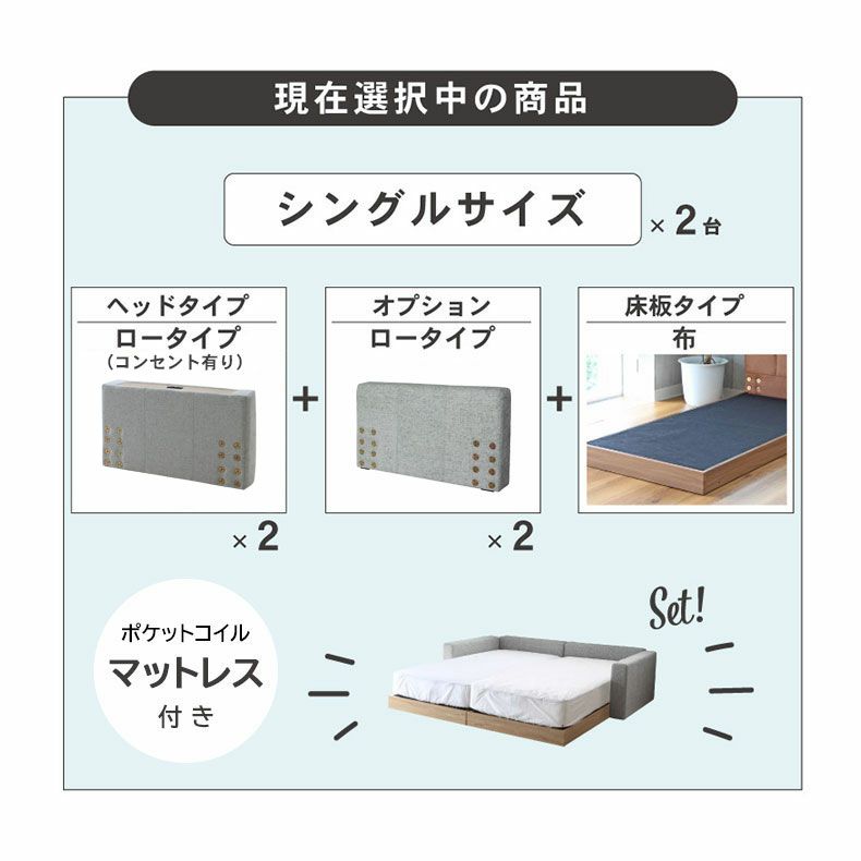 Sｘ２ 布床板＆サイド有＆ローヘッド（コンセント有）＆マットレス付