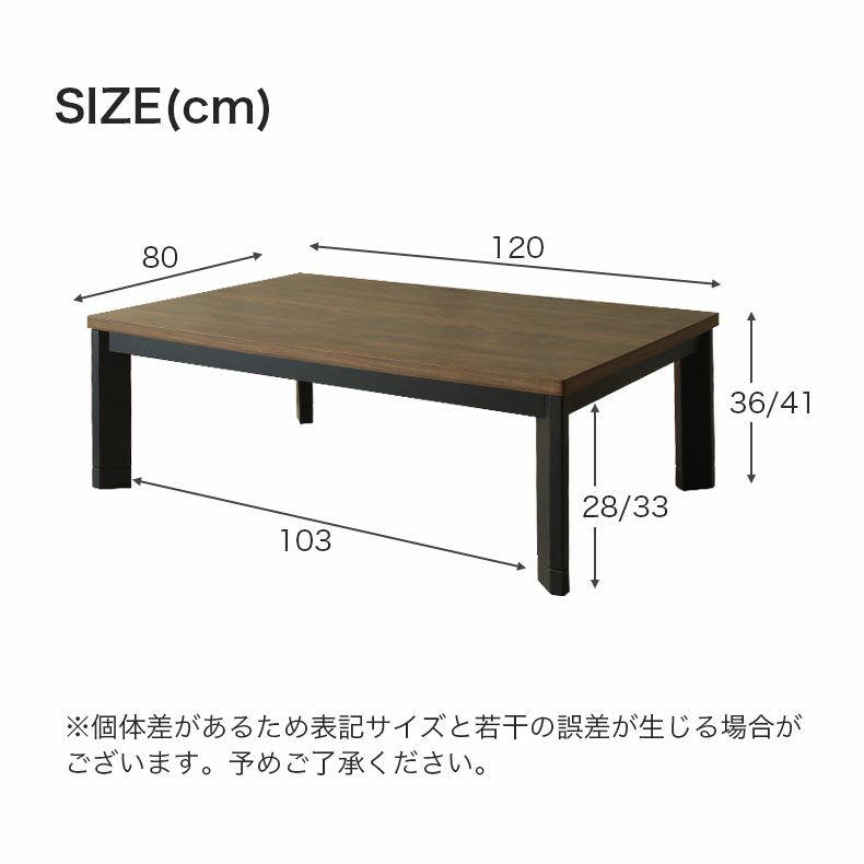 こたつテーブル | 3から4人用 幅120cm こたつ バスター