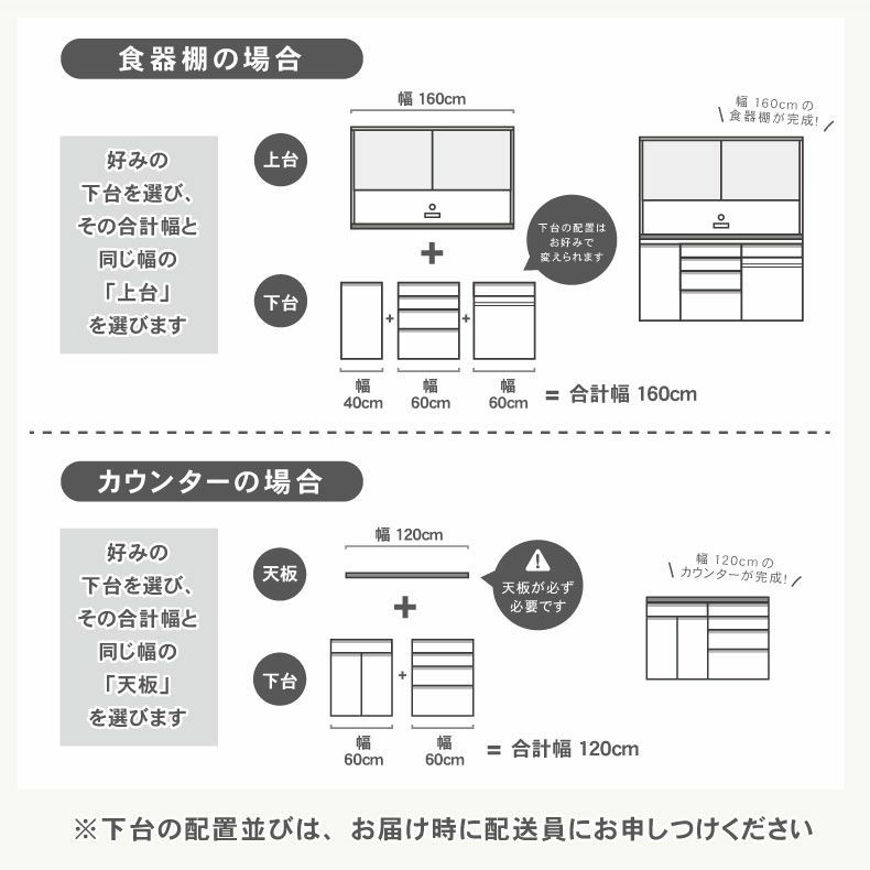 組み合わせ食器棚 | 幅40cm 下台 オープン ネオ