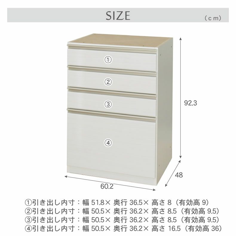 組み合わせ食器棚 | 幅60cm 下台 4杯引出 ネオ