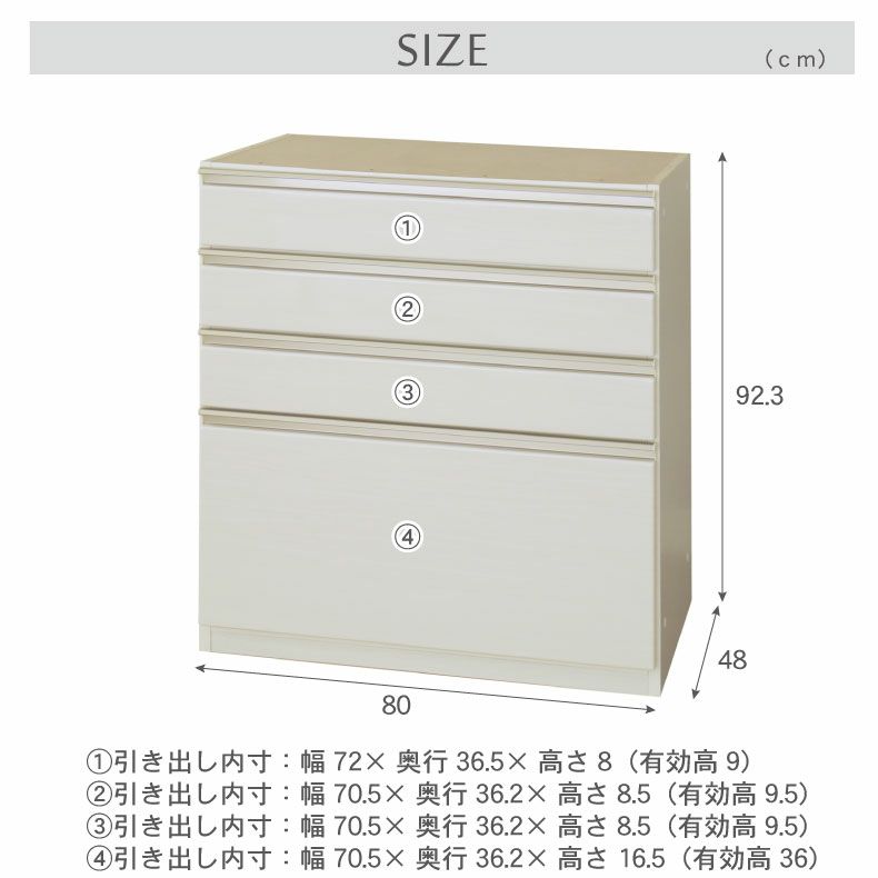 組み合わせ食器棚 | 幅80cm 下台 4杯引出 ネオ