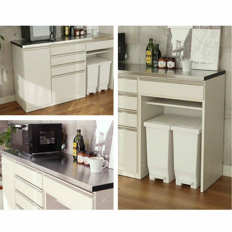 カウンター・キッチン収納 | 幅160cm キッチンカウンター ステンレス天板 下台40開戸 60四段引出 60ダスト ネオ