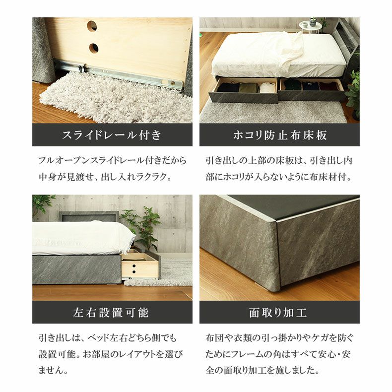 ベッドフレーム | シングル ベッドフレーム 布床板＆引出 バルト