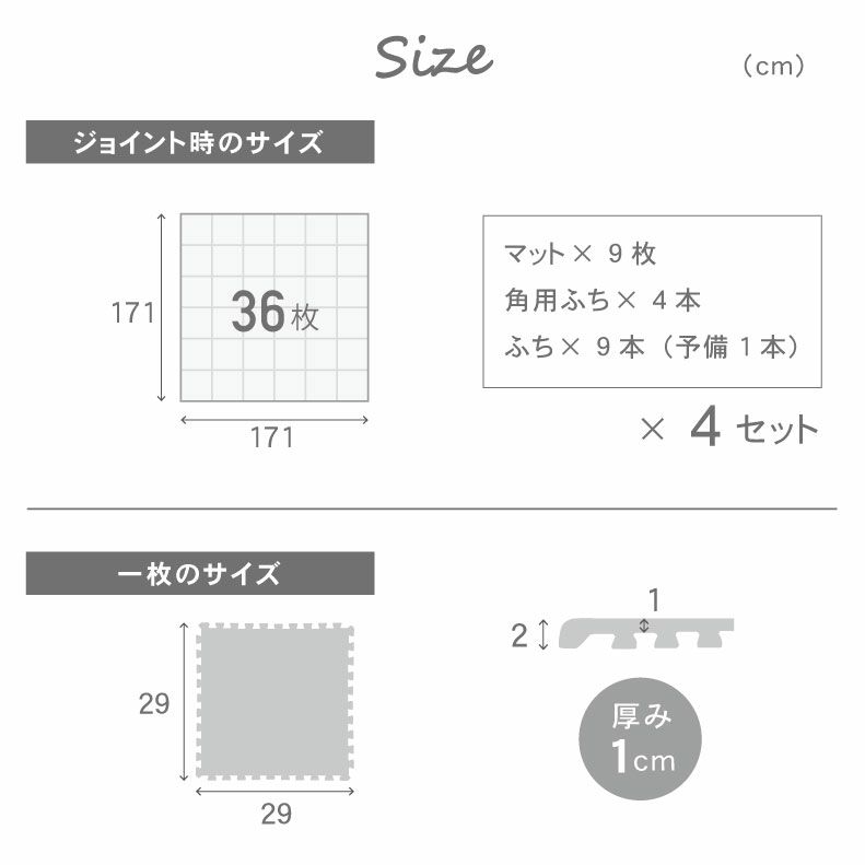 ジョイントマット | 約2畳 36枚セット 30ｘ30 ジョイントマット