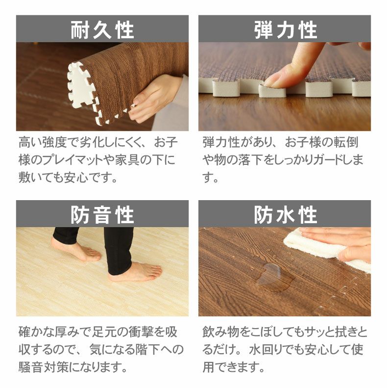 ジョイントマット | 約4.5畳 81枚セット 30ｘ30 木目調 ジョイントマット