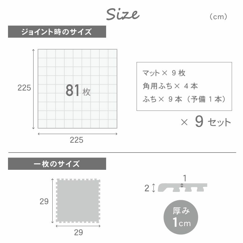 ジョイントマット | 約4.5畳 81枚セット 30ｘ30 木目調 ジョイントマット