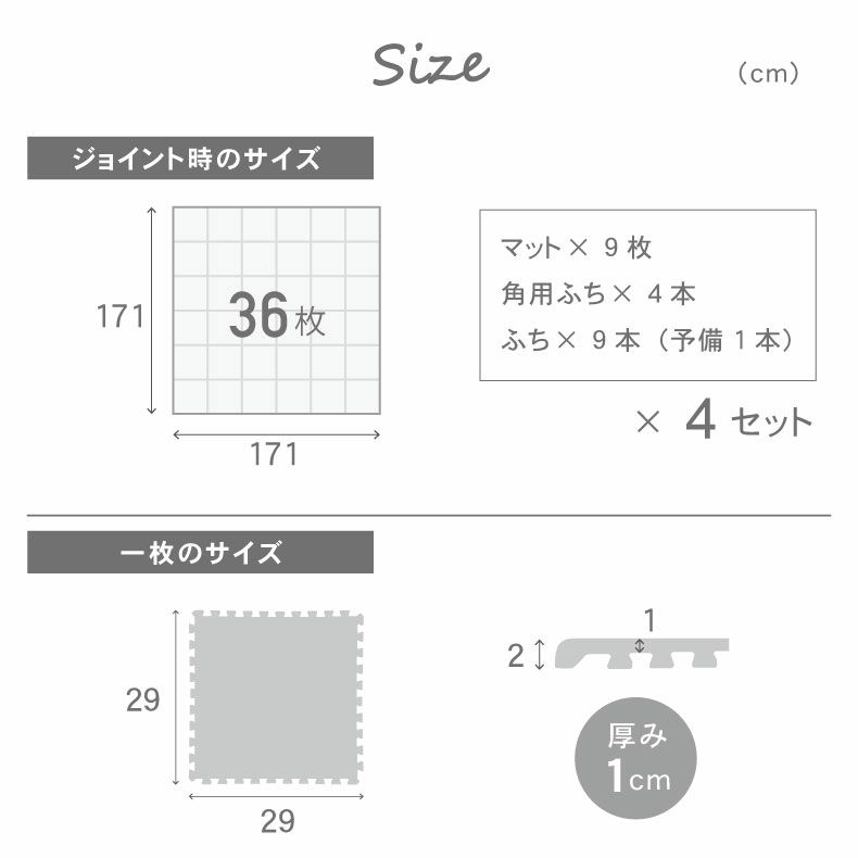 ジョイントマット | 約2畳 36枚セット 30ｘ30 洗える ジョイントマット