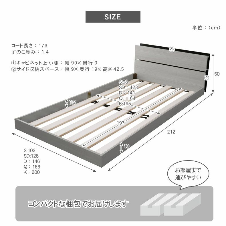 ベッドフレーム | 【数量限定】ベッドフレーム シングル フロアベッド ローベッド すのこ 北欧 収納付き おしゃれ ノルモ（キャビネット1）