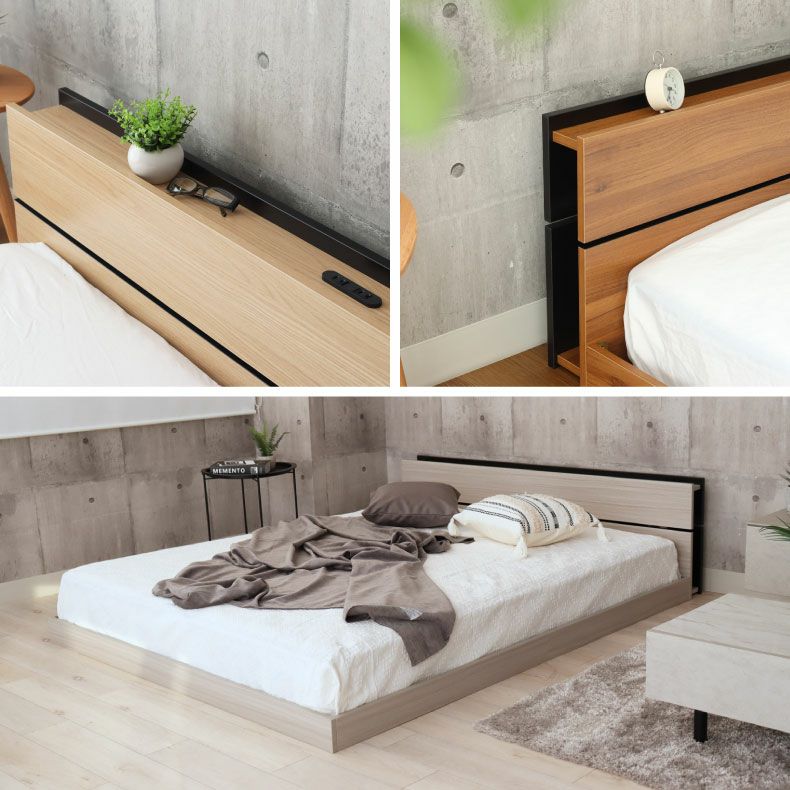 ベッドフレーム | 【数量限定】ベッドフレーム キング フロアベッド ローベッド すのこ 北欧 収納付き おしゃれ ノルモ（キャビネット1）