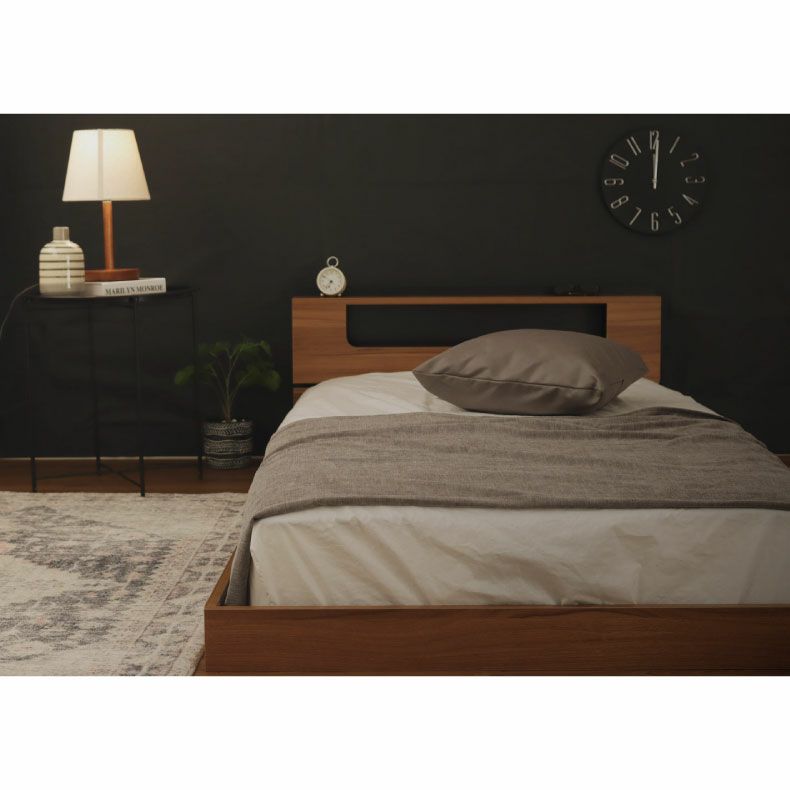 ベッドフレーム | 【数量限定】ベッドフレーム ダブル フロアベッド ローベッド すのこ 北欧 宮付き 収納付き おしゃれ ノルモ（キャビネット2）