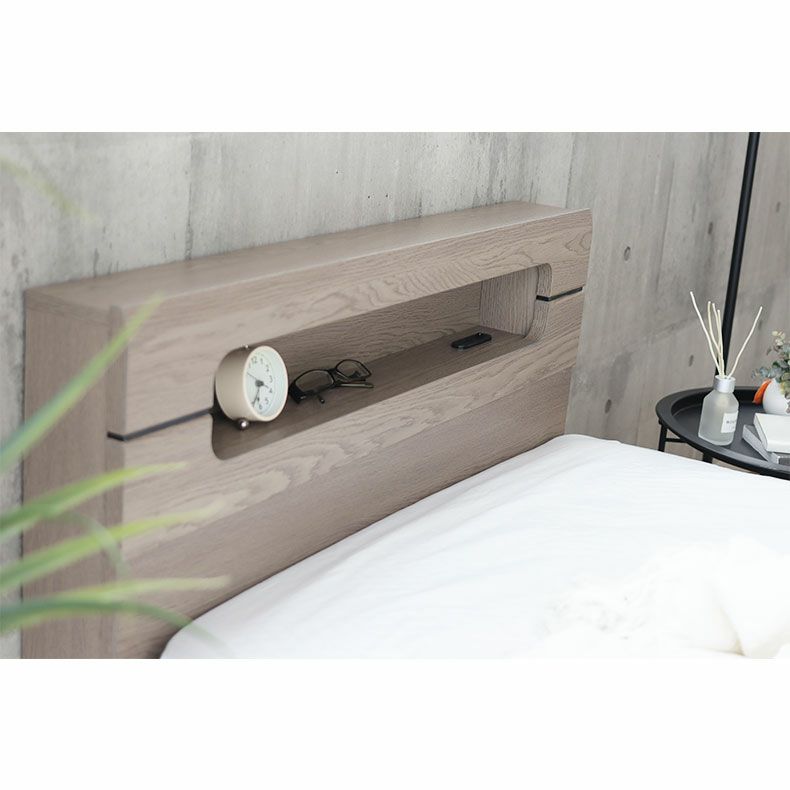 ベッドフレーム | 傷 汚れに強い ダブル ベッドフレーム すのこ 高さ調整 コンセント付き LED照明 ウィロー