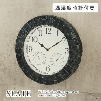 温湿度計付き掛け時計 スレートのサムネイル