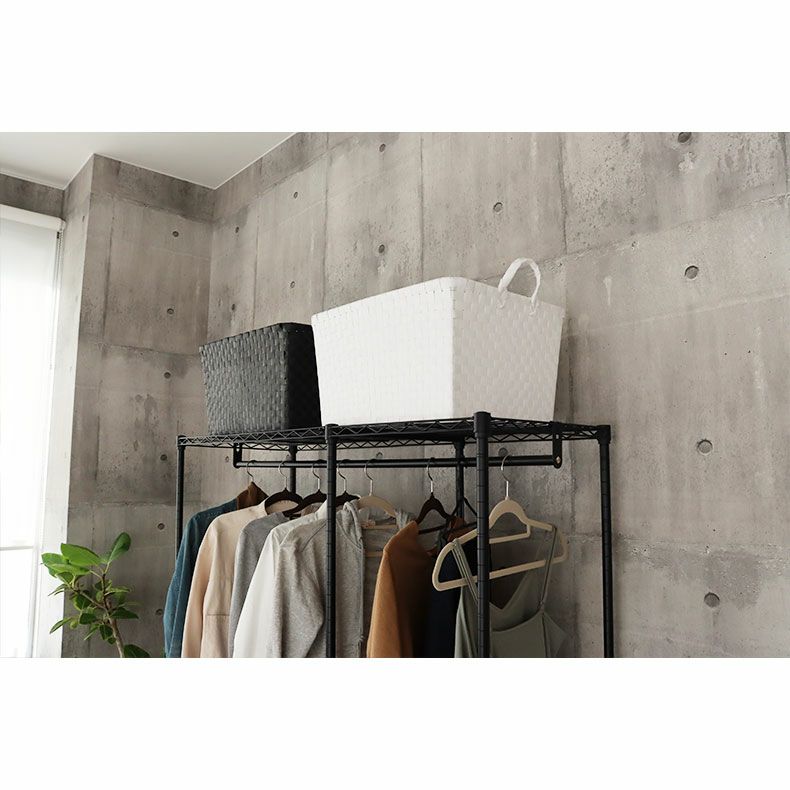 コートハンガー ホイール付き 2段置物棚付き 大容量ハンガー ホワイト