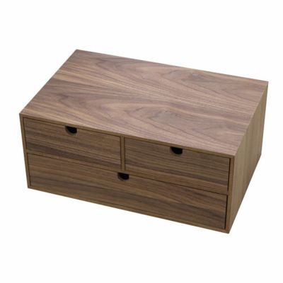【アウトレット】 【宅配】 【撮影使用品/打痕あり】木製引出収納ボックス2段 ウォールナット sku24200184のサムネイル