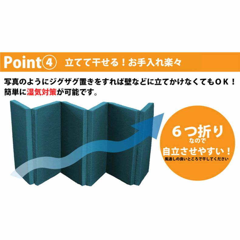 ウレタン・折りたたみマットレス | シングル 6つ折りどこでもマットレス