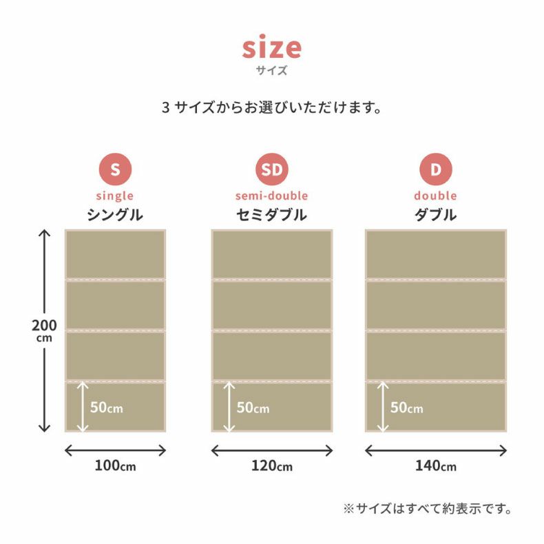 無地ラグ | 100ｘ200cm 【通販限定】4つ折り畳マットレス 貴船