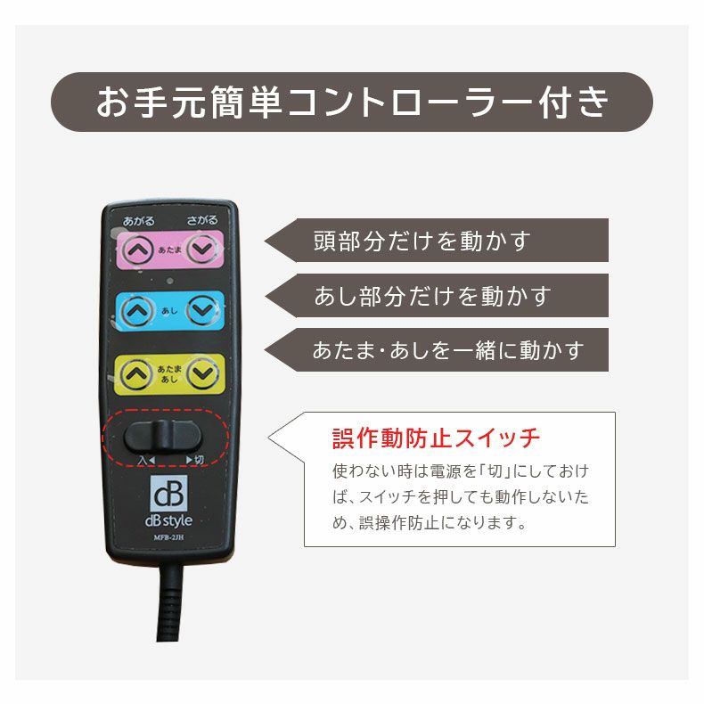 宮棚付き 電動ベッド MFB-1602EHS（コイルマットMPR-14R-S