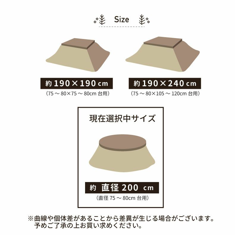 こたつ布団 | 200cm円形薄掛けこたつ布団 フリル2 グレー色