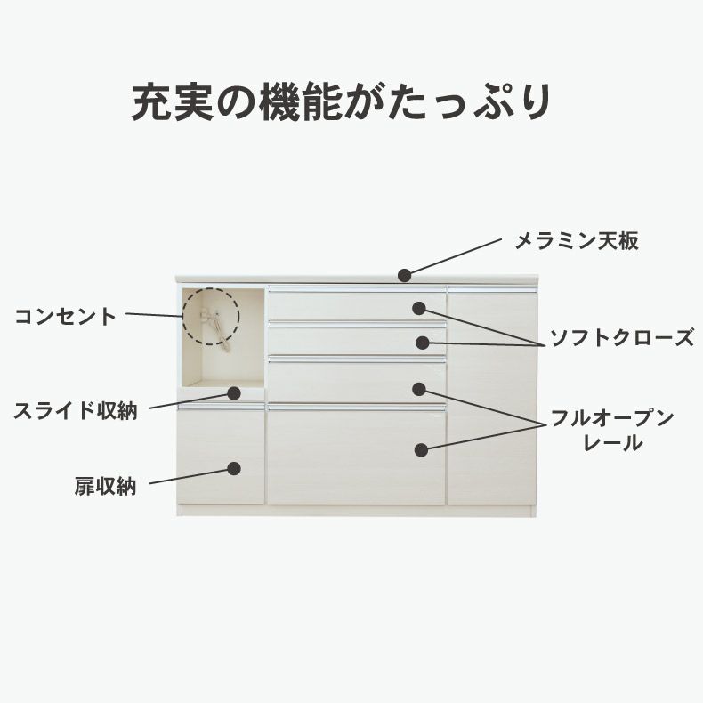 カウンター・キッチン収納 | 幅140cm キッチンカウンター レンジ台 奥行49cm　高さ96cm メラミン天板 バーダック