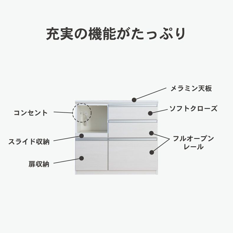 食器棚 | 幅100cm キッチンカウンター メラミン天板 奥行49-高さ89 バーダック