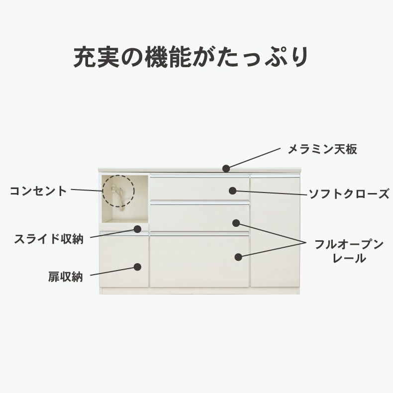 カウンター・キッチン収納 | 幅140cm キッチンカウンター レンジ台 奥行49cm　高さ89cm メラミン天板 バーダック