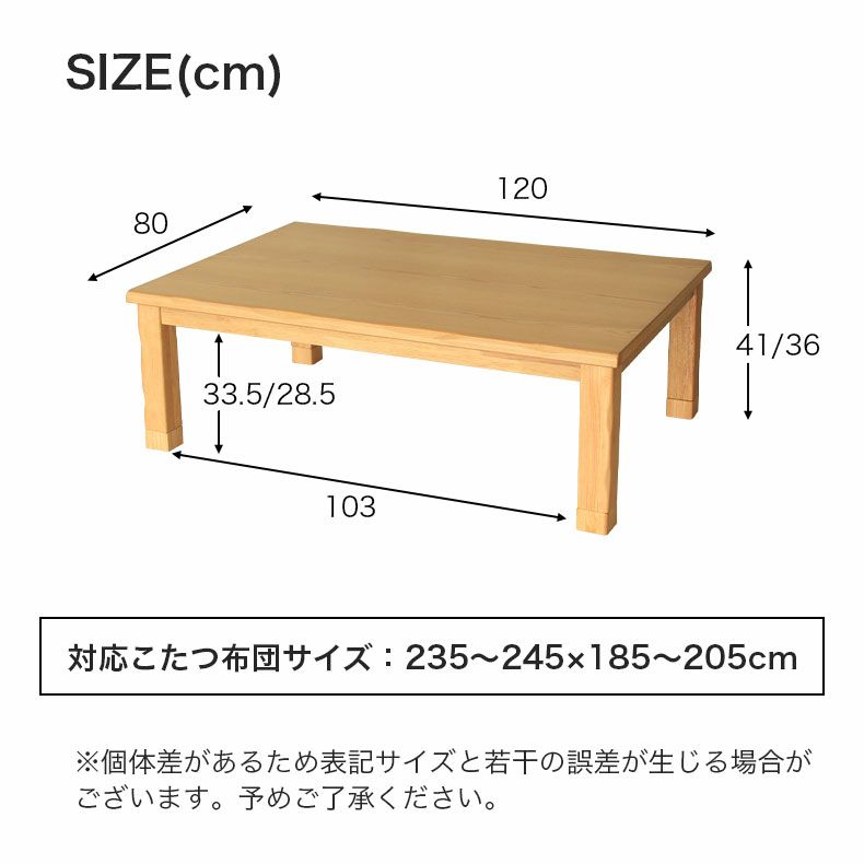 こたつテーブル | 4人用 幅120cm こたつ HIG