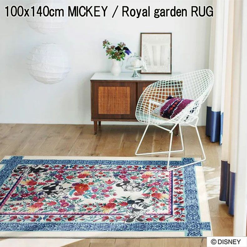 100x140cm MICKEY / Royal garden RUG ミッキー / ロイヤルガーデンラグ  DRM-1060のサムネイル