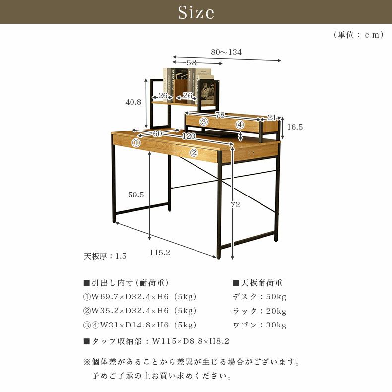 デスク | 幅120cm デスク2点セット（ラック） エリック