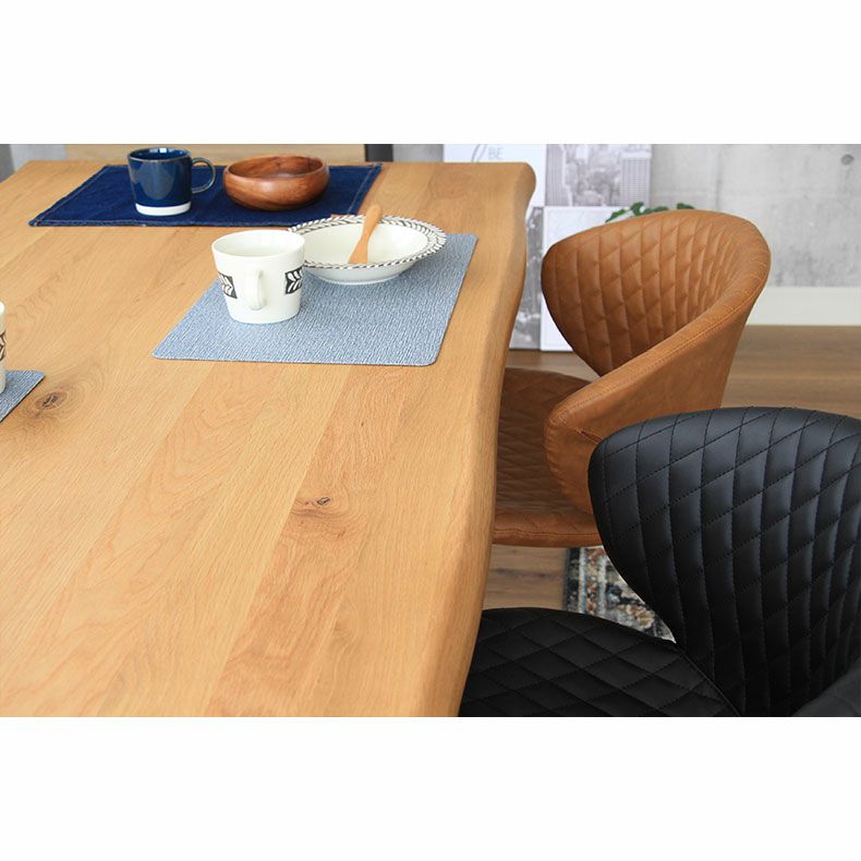 ダイニングテーブル | 幅190cm ダイニングテーブル（波型天板スチール脚） オーク ナイン3