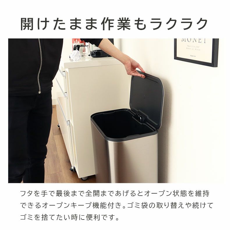 ゴミ箱・ダストボックス | 50Ｌ ゴミ箱 ステンレス ダストボックス ペダル付き ふた付き キッチン スリム レクト