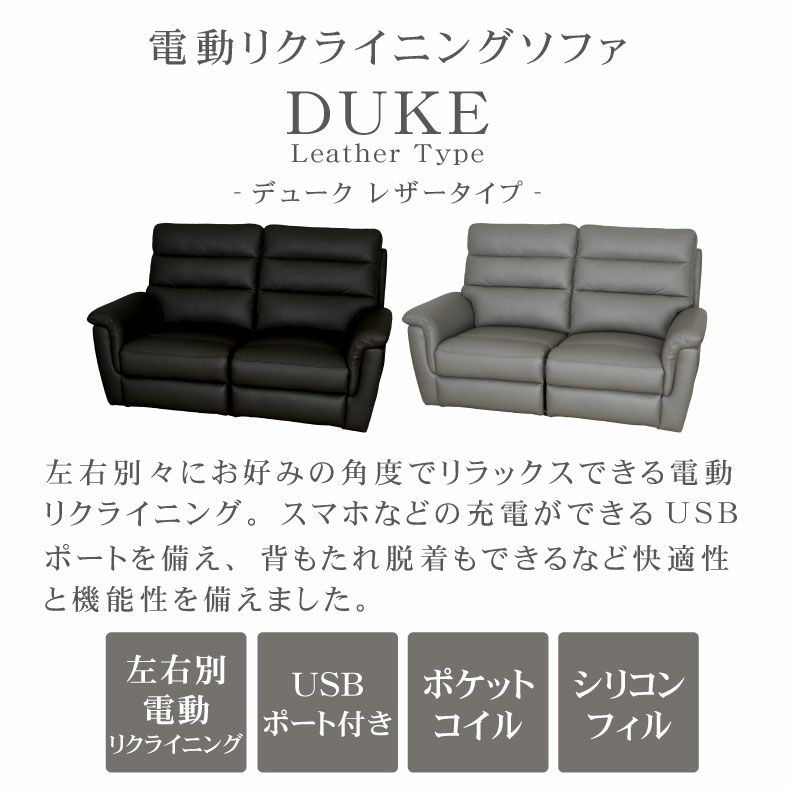 電動ソファ | 2人用 電動ソファ 本革 デューク
