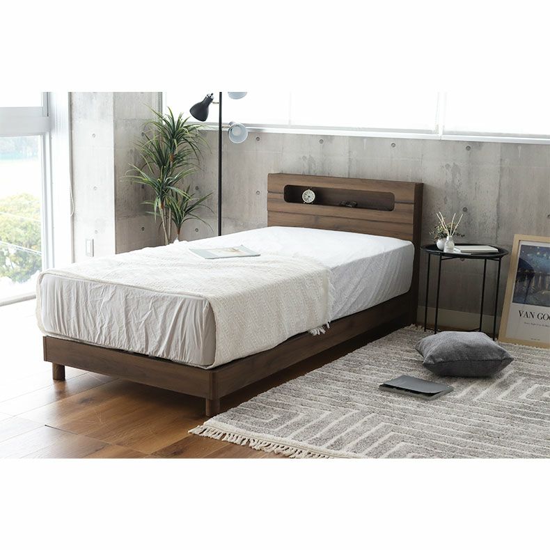 ベッドフレーム | 傷 汚れに強い セミダブル ベッドフレーム すのこ 高さ調整 コンセント付き LED照明 ウィロー2