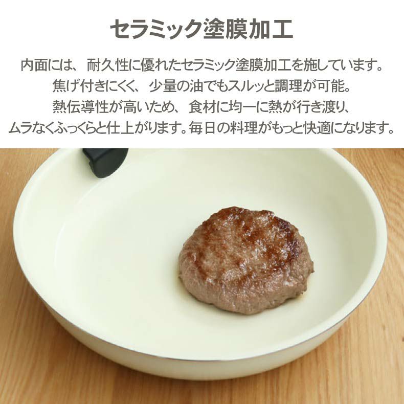 調理道具 | 取っ手のとれる鍋・フライパン5点セット セラミック