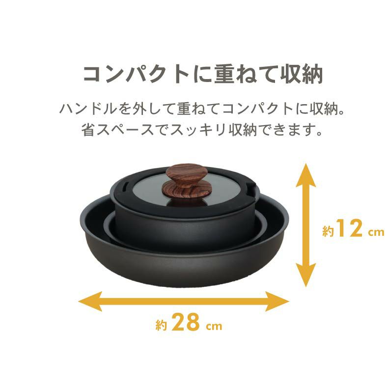 調理道具 | 取っ手のとれる鍋・フライパン5点セット ソフィス