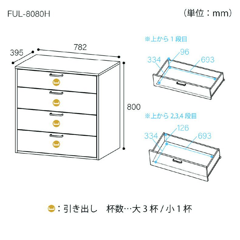 整理ダンス・チェスト | 約80cm幅 チェスト FUL-8080H フルニコ