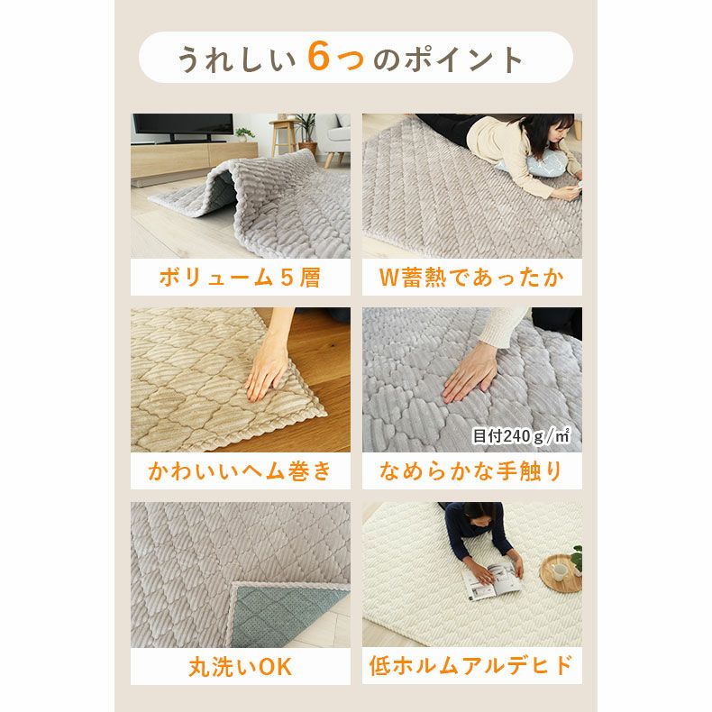 無地ラグ | 160円形 蓄熱ラグ フェリス
