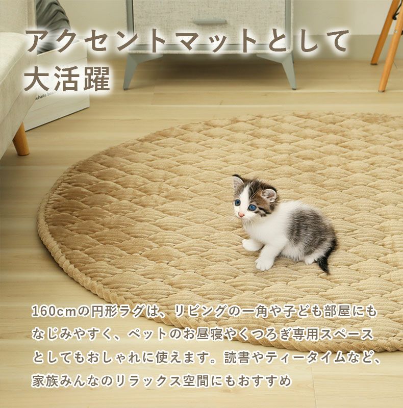 無地ラグ | 160円形 蓄熱ラグ フェリス