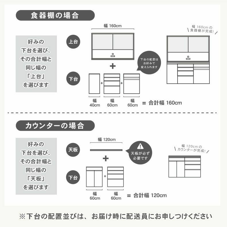 組み合わせ食器棚 | 幅60cm 下台 可動オープン ネオ2