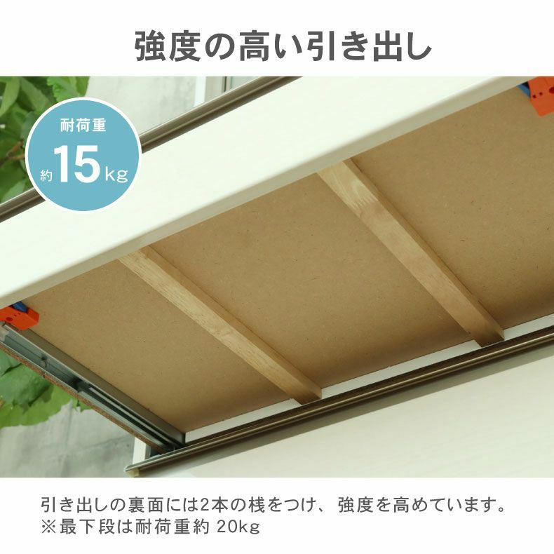 カウンター・キッチン収納 | 幅120cmカウンター 下台左脚パネル 60三段引出 ネオ