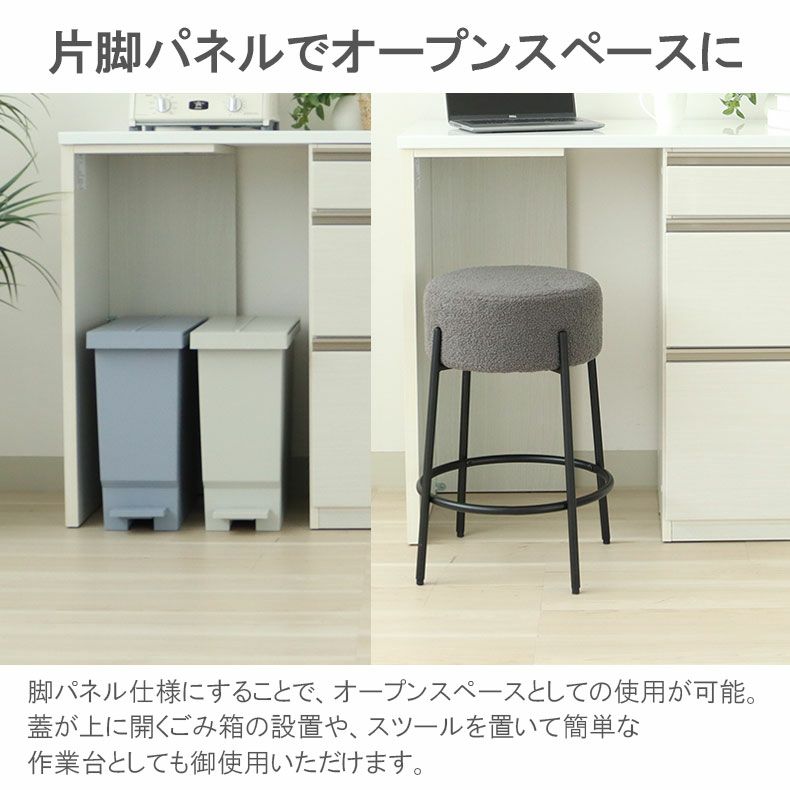 カウンター・キッチン収納 | 幅120cmカウンター 下台左脚パネル 60三段引出 ネオ