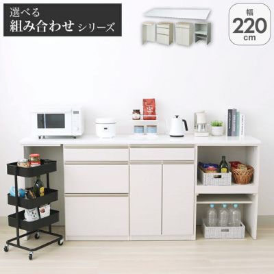 幅220cmカウンター 片パネル左 60三段引出 60開き 60可動棚 ネオのサムネイル