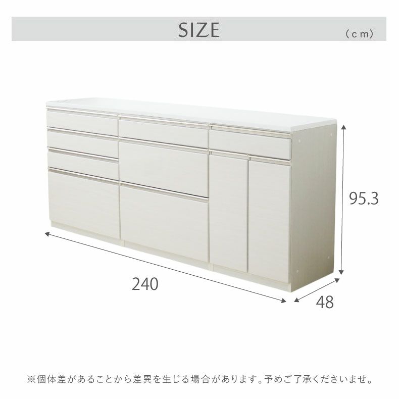 カウンター・キッチン収納 | 幅220cmカウンター 60開き 80三段引出 80四段引出 ネオ