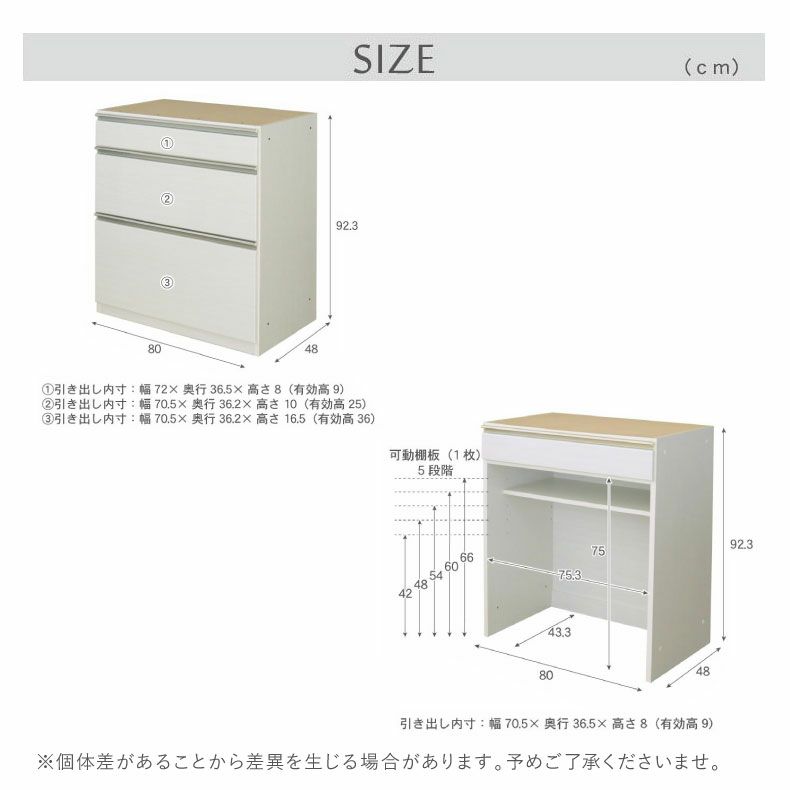 カウンター・キッチン収納 | 幅240cmカウンター 80三段引出x2 80ダスト ネオ